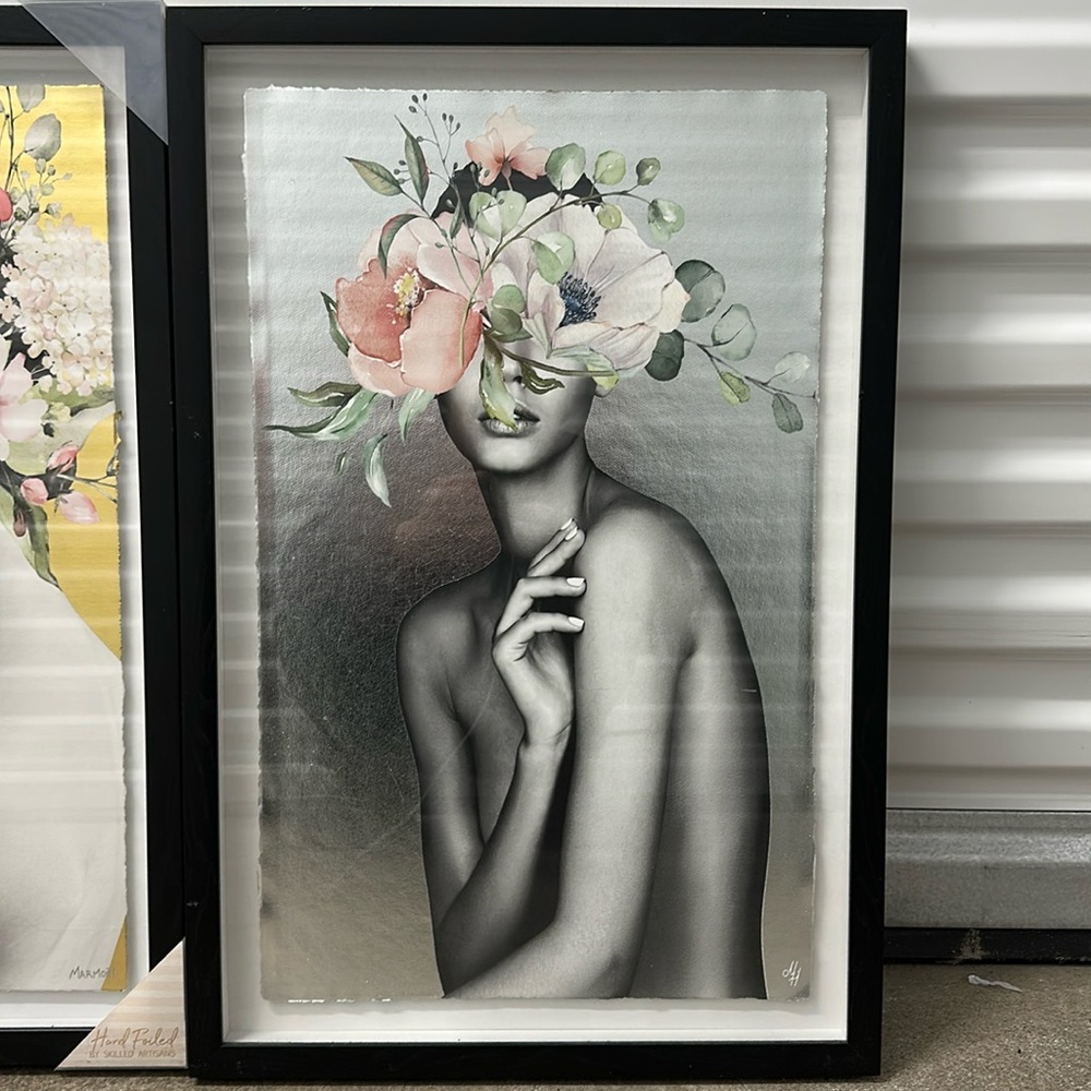 Modern Glam Marmont Hill Framed Fine Art Print Woman With Flowers…